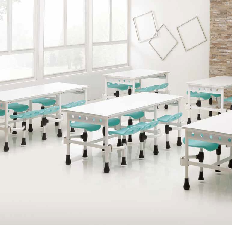 Cafeteria Table_ auto_returning seats_ school dining table